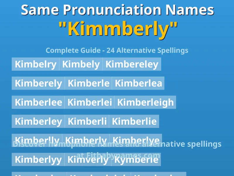 Infographic: Kimmberly same pronunciation names, similar names, and homophone names