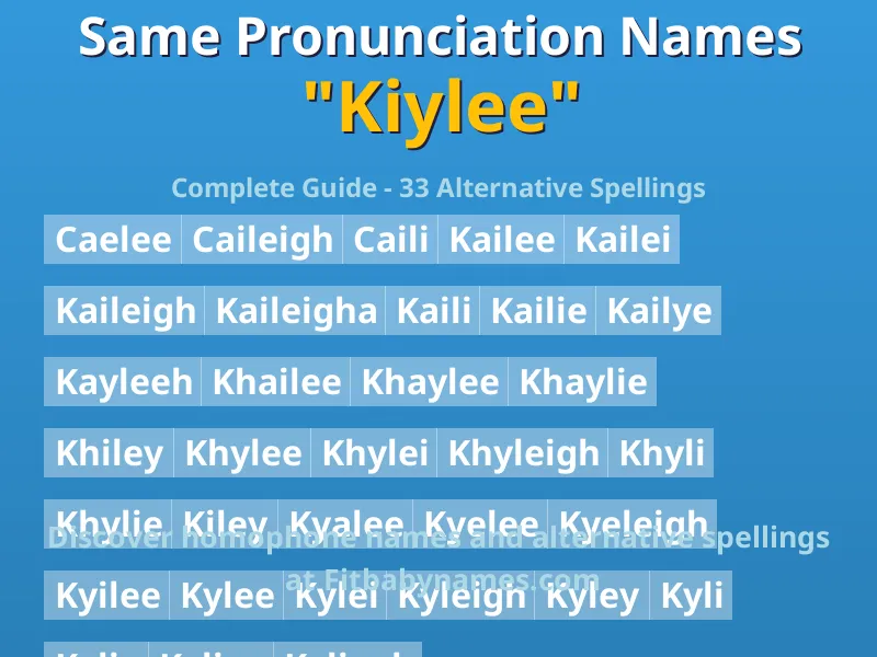 Infographic: Kiylee same pronunciation names, similar names, and homophone names