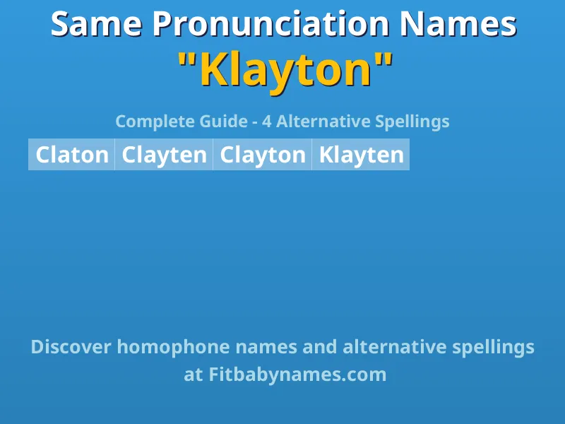 Infographic: Klayton same pronunciation names, similar names, and homophone names