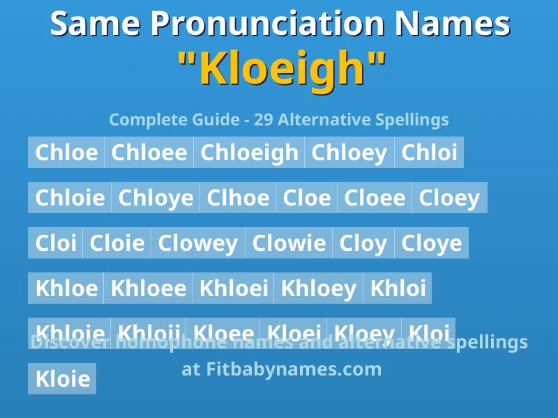 Infographic: Kloeigh same pronunciation names, similar names, and homophone names