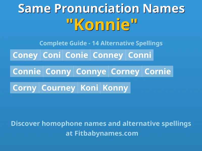 Infographic: Konnie same pronunciation names, similar names, and homophone names