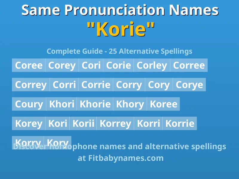 Infographic: Korie same pronunciation names, similar names, and homophone names