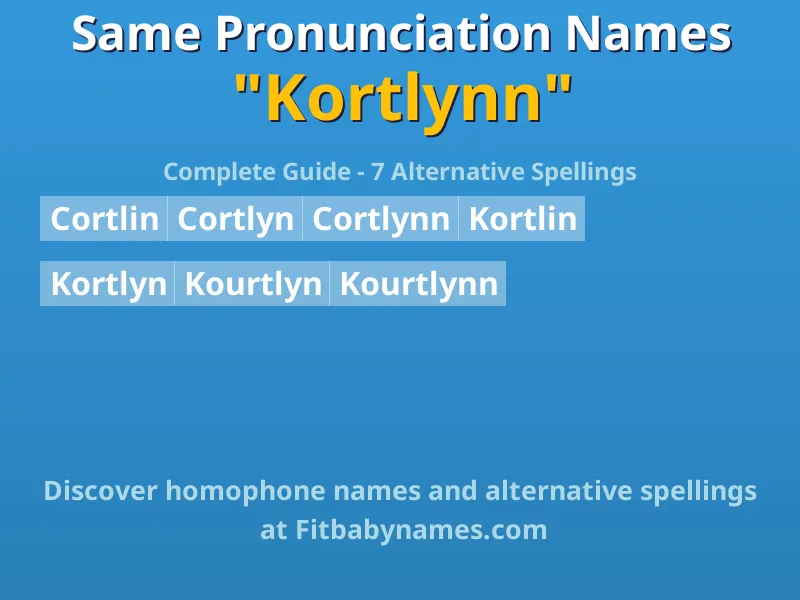 Infographic: Kortlynn same pronunciation names, similar names, and homophone names