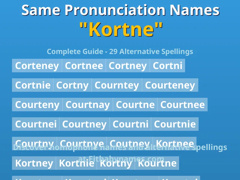 Infographic: Kortne same pronunciation names, similar names, and homophone names
