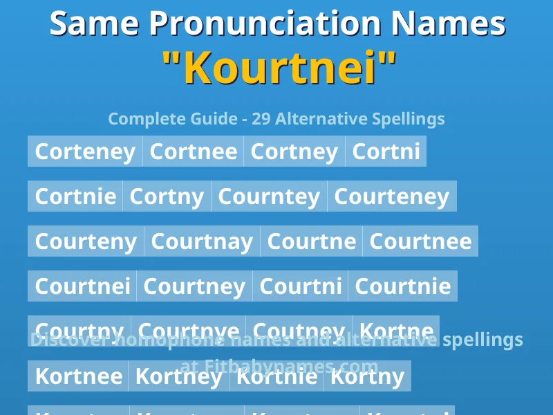 Infographic: Kourtnei same pronunciation names, similar names, and homophone names