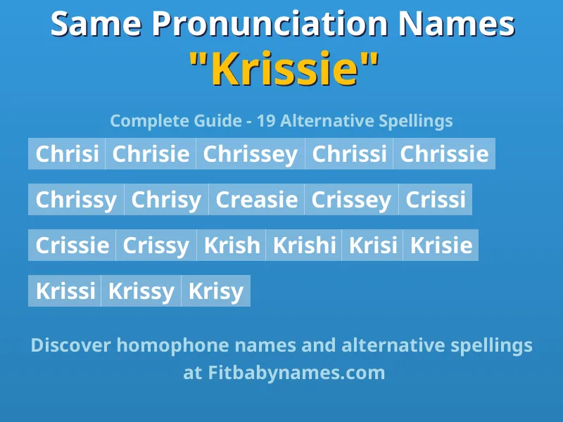 Infographic: Krissie same pronunciation names, similar names, and homophone names