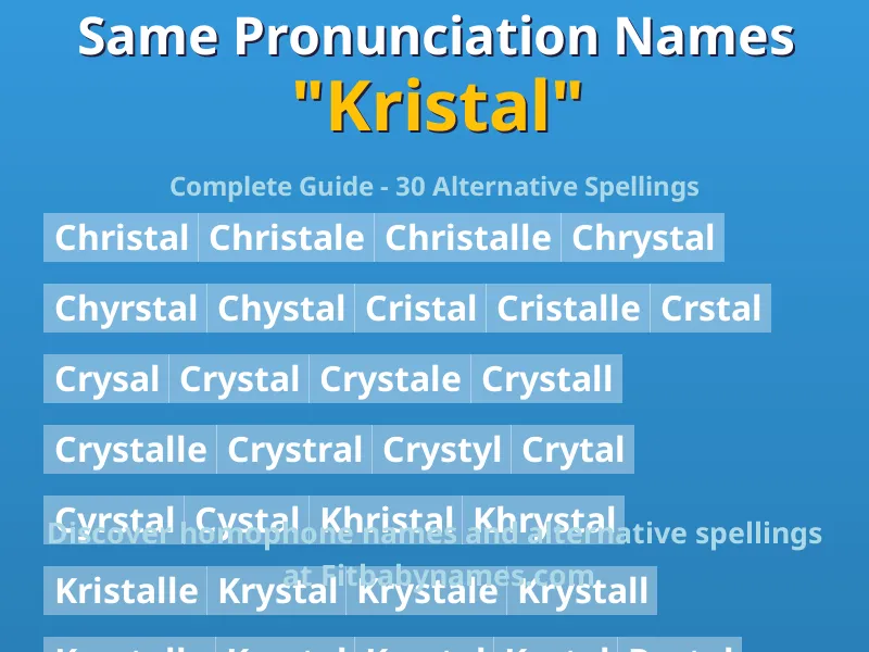 Infographic: Kristal same pronunciation names, similar names, and homophone names