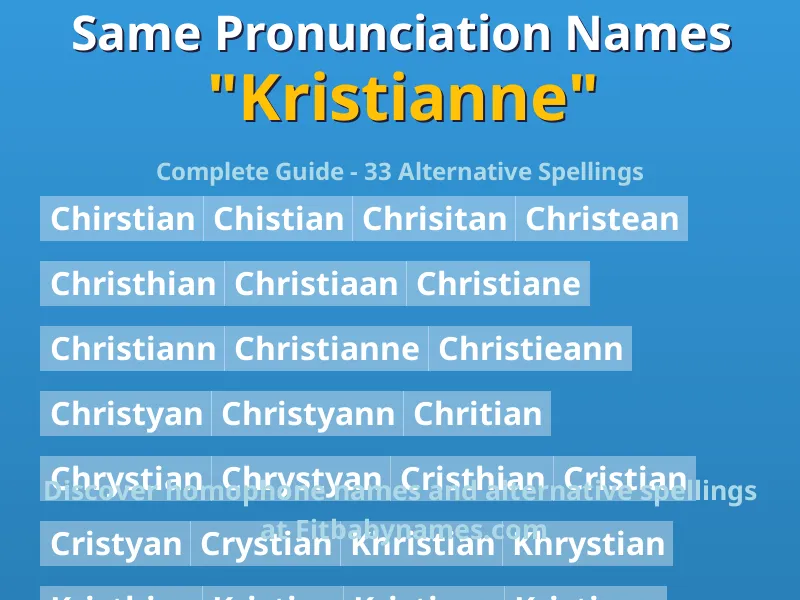 Infographic: Kristianne same pronunciation names, similar names, and homophone names