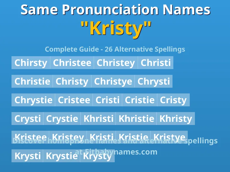 Infographic: Kristy same pronunciation names, similar names, and homophone names
