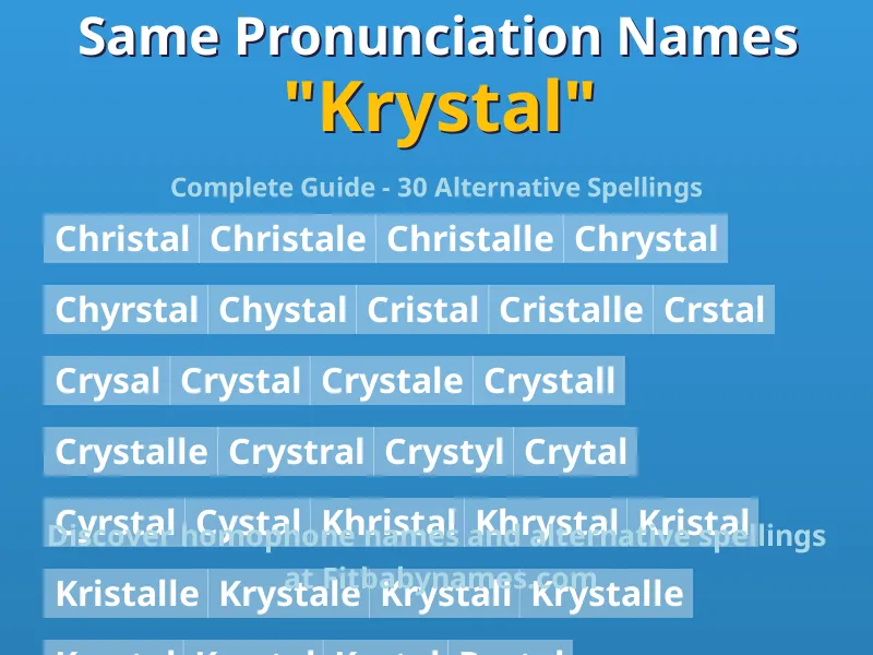 Infographic: Krystal same pronunciation names, similar names, and homophone names