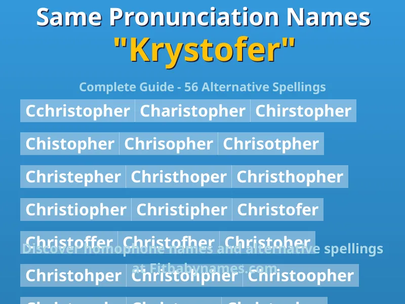 Infographic: Krystofer same pronunciation names, similar names, and homophone names