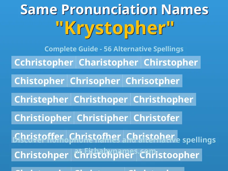 Infographic: Krystopher same pronunciation names, similar names, and homophone names