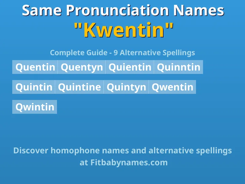 Infographic: Kwentin same pronunciation names, similar names, and homophone names