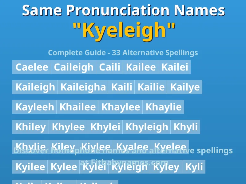 Infographic: Kyeleigh same pronunciation names, similar names, and homophone names