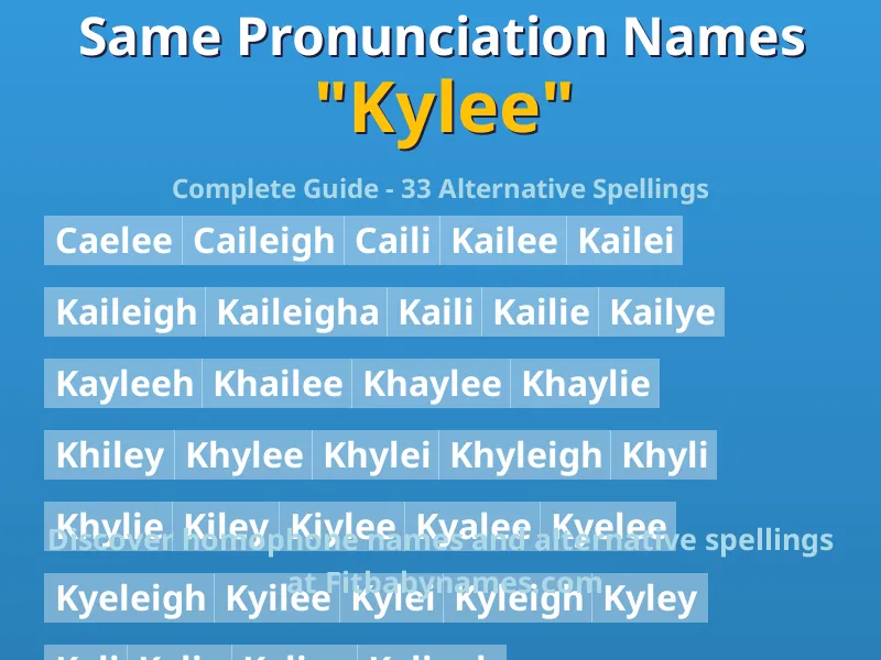 Infographic: Kylee same pronunciation names, similar names, and homophone names