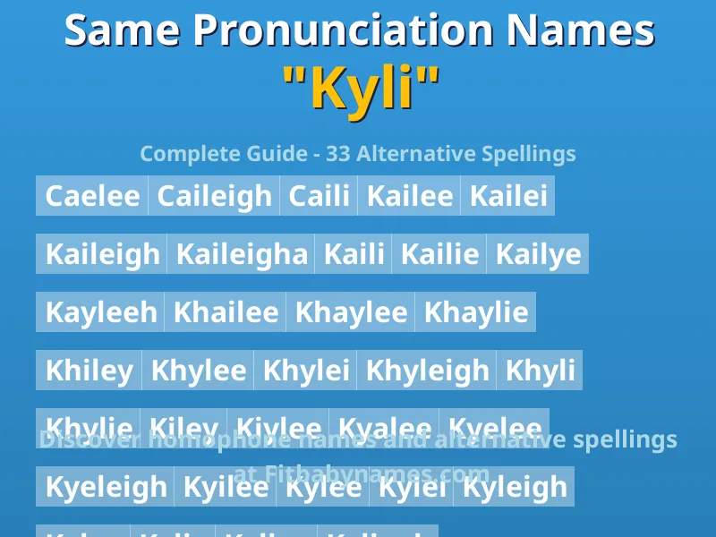 Infographic: Kyli same pronunciation names, similar names, and homophone names