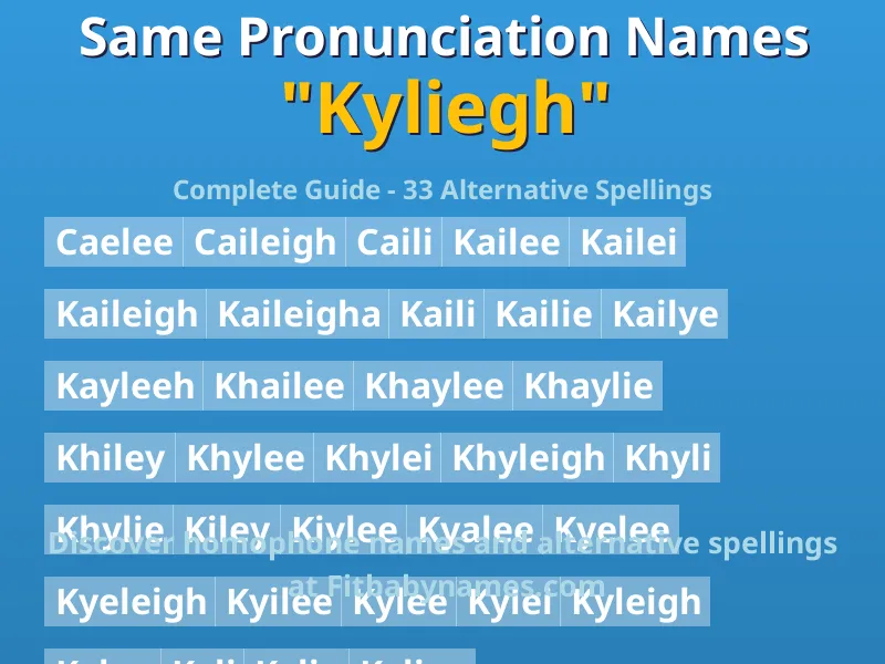 Infographic: Kyliegh same pronunciation names, similar names, and homophone names