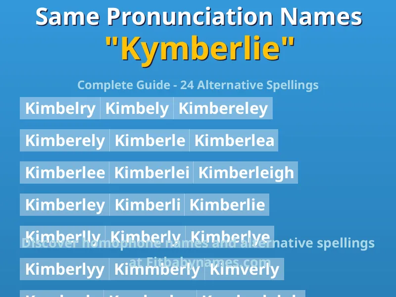 Infographic: Kymberlie same pronunciation names, similar names, and homophone names
