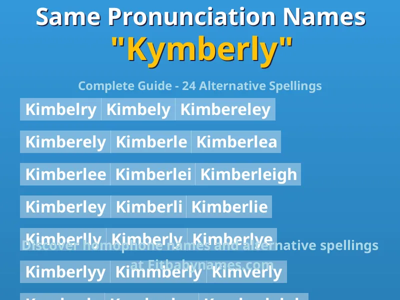 Infographic: Kymberly same pronunciation names, similar names, and homophone names