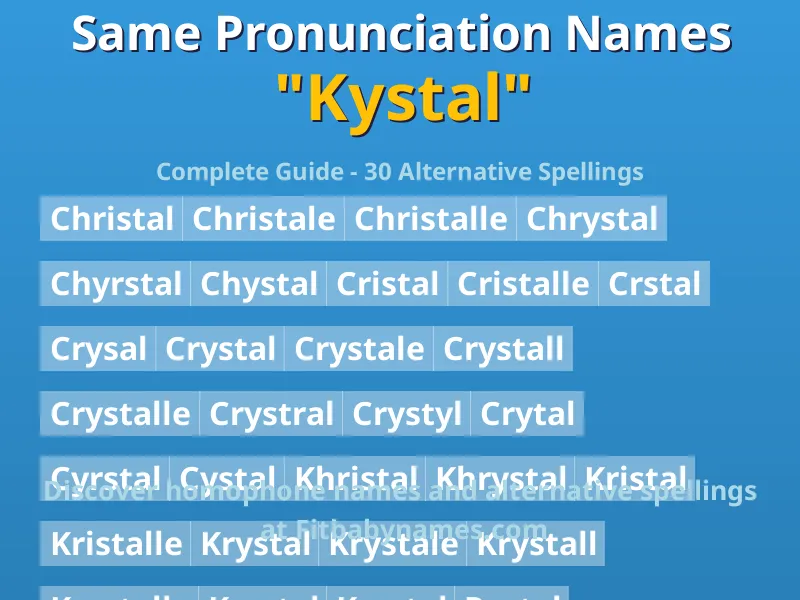 Infographic: Kystal same pronunciation names, similar names, and homophone names