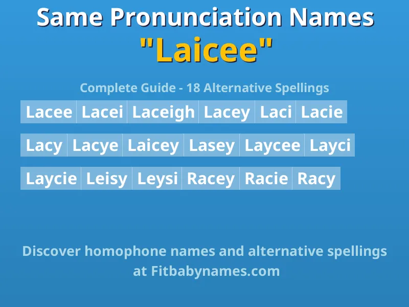 Infographic: Laicee same pronunciation names, similar names, and homophone names