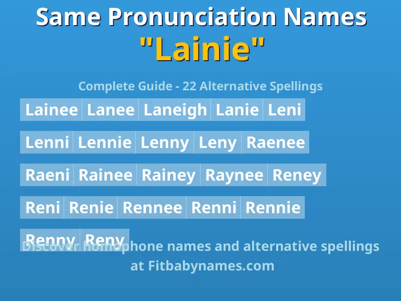 Infographic: Lainie same pronunciation names, similar names, and homophone names