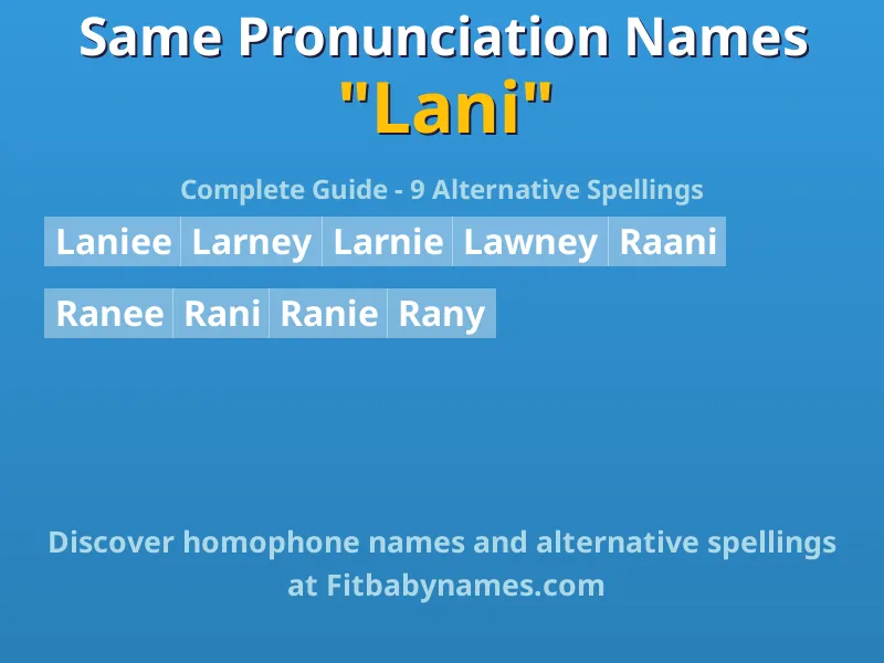 Infographic: Lani same pronunciation names, similar names, and homophone names