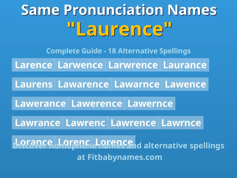 Infographic: Laurence same pronunciation names, similar names, and homophone names