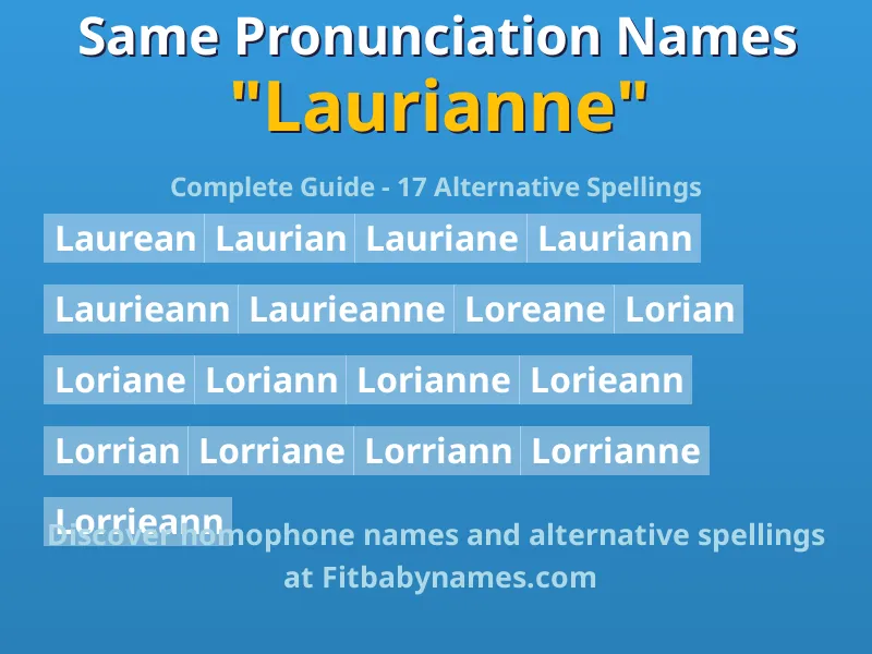 Infographic: Laurianne same pronunciation names, similar names, and homophone names