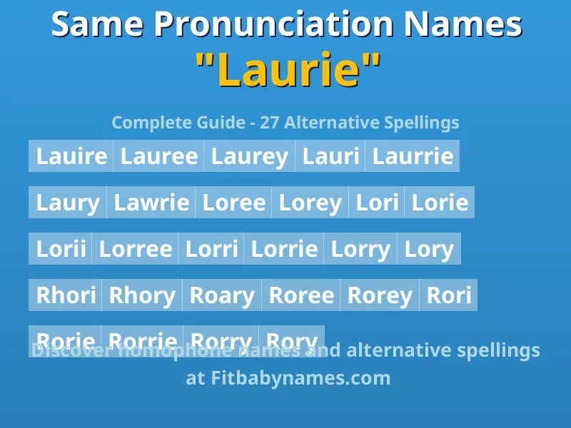 Infographic: Laurie same pronunciation names, similar names, and homophone names