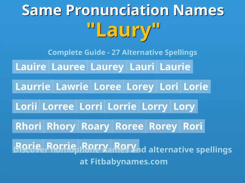 Infographic: Laury same pronunciation names, similar names, and homophone names