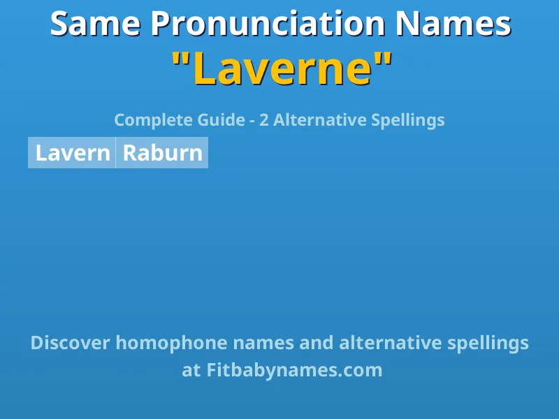 Infographic: Laverne same pronunciation names, similar names, and homophone names