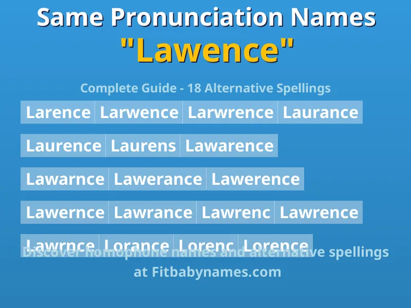 Infographic: Lawence same pronunciation names, similar names, and homophone names