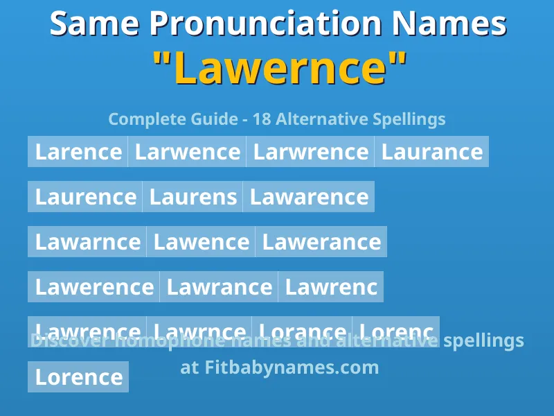 Infographic: Lawernce same pronunciation names, similar names, and homophone names