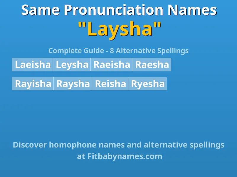 Infographic: Laysha same pronunciation names, similar names, and homophone names