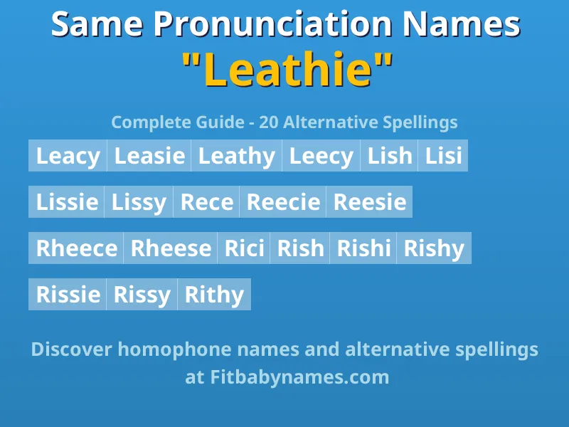 Infographic: Leathie same pronunciation names, similar names, and homophone names