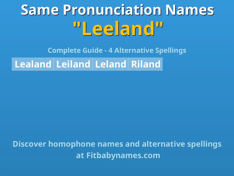Infographic: Leeland same pronunciation names, similar names, and homophone names