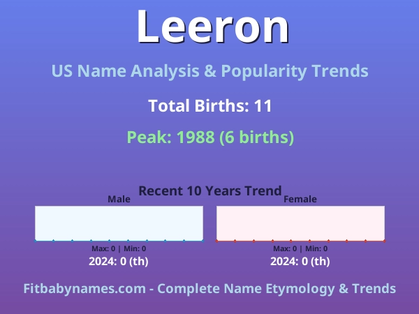 Infographic: Leeron name meaning, origin, and popularity trends in the United States (US baby name analysis chart)