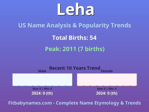 Infographic: Leha name meaning, origin, and popularity trends in the United States (US baby name analysis chart)