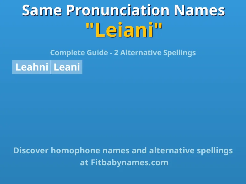 Infographic: Leiani same pronunciation names, similar names, and homophone names