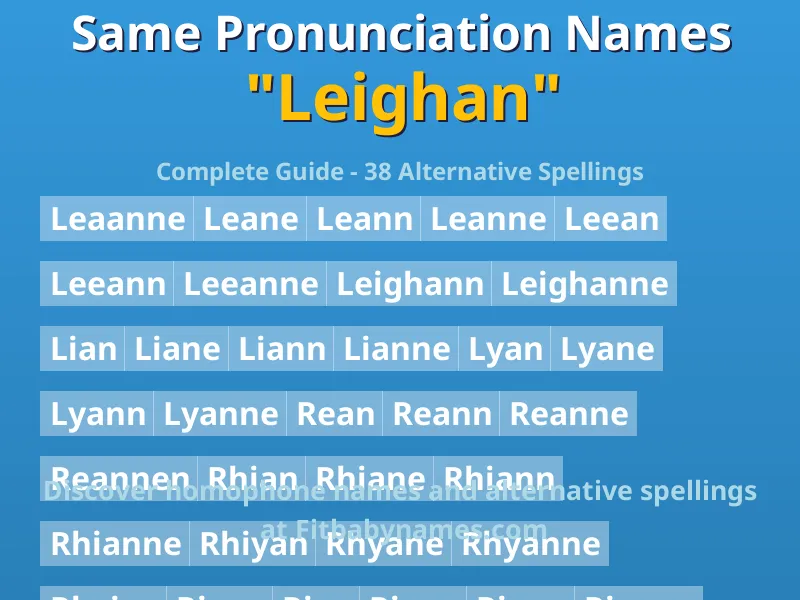 Infographic: Leighan same pronunciation names, similar names, and homophone names