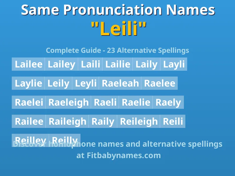 Infographic: Leili same pronunciation names, similar names, and homophone names