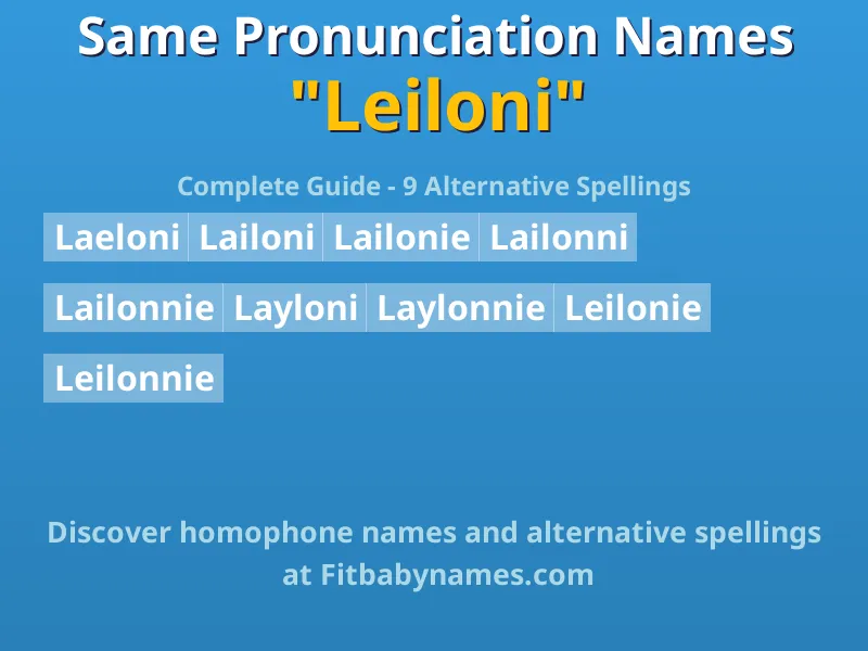 Infographic: Leiloni same pronunciation names, similar names, and homophone names