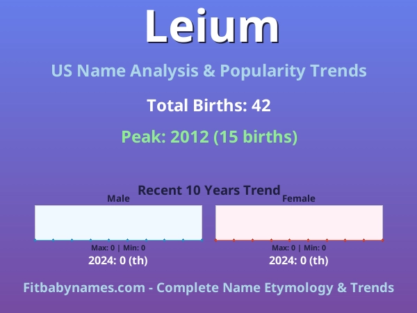Infographic: Leium name meaning, origin, and popularity trends in the United States (US baby name analysis chart)