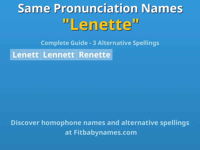 Infographic: Lenette same pronunciation names, similar names, and homophone names