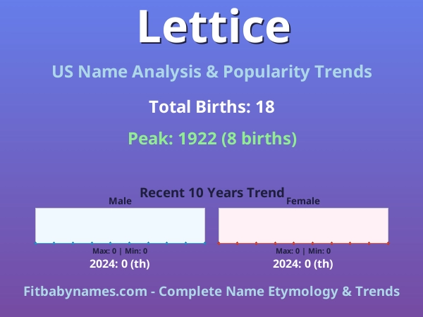 Infographic: Lettice name meaning, origin, and popularity trends in the United States (US baby name analysis chart)