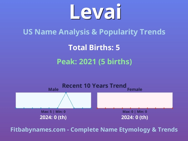 Infographic: Levai name meaning, origin, and popularity trends in the United States (US baby name analysis chart)