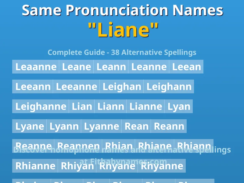 Infographic: Liane same pronunciation names, similar names, and homophone names