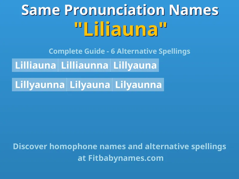 Infographic: Liliauna same pronunciation names, similar names, and homophone names