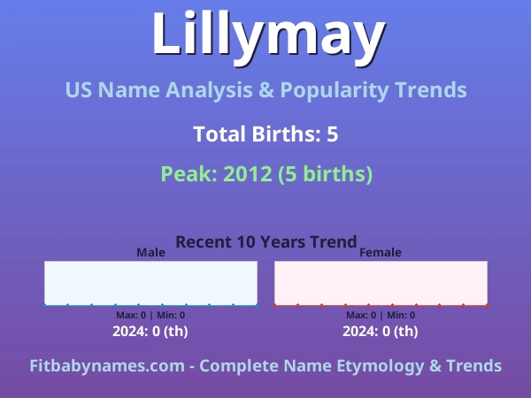 Infographic: Lillymay name meaning, origin, and popularity trends in the United States (US baby name analysis chart)